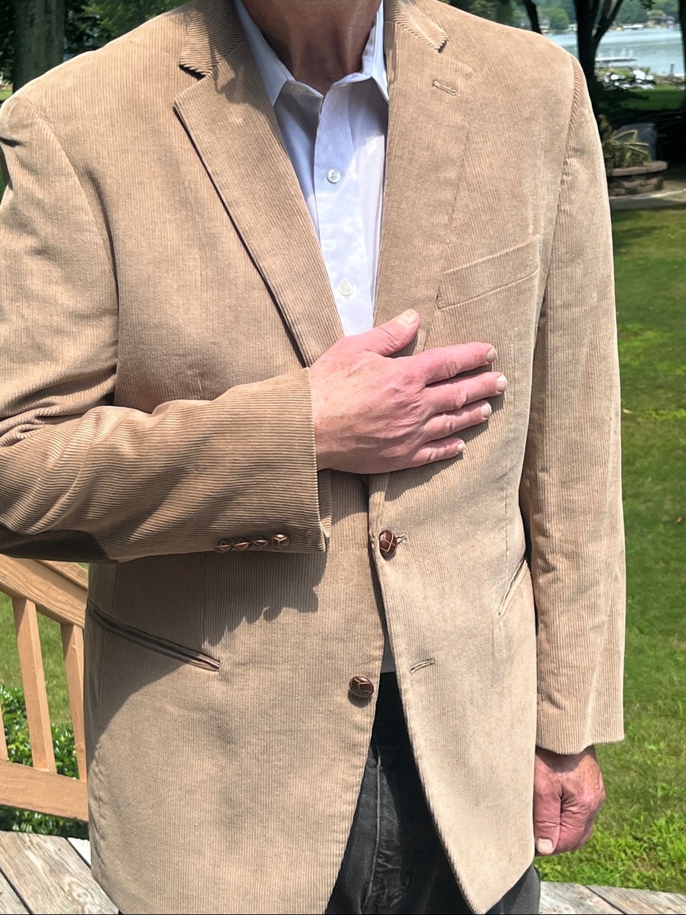 Chaps Beige Corduroy Sport Coat with Elbow Patches 42R - Picture 2 of 6